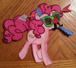 Size: 947x848 | Tagged: safe, artist:ethepony, derpibooru import, pinkie pie, pony, craft, embroidery, groucho mask, irl, patch, photo