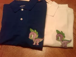 Size: 1024x768 | Tagged: safe, artist:ethepony, derpibooru import, spike, clothes, embroidery, shirt