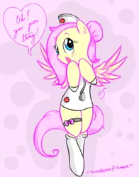 Size: 615x785 | Tagged: artist:silver1kunai, clothes, derpibooru import, female, flutternurse, fluttershy, nurse, solo, solo female, suggestive