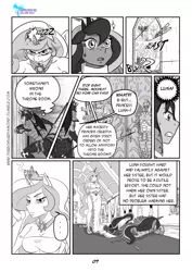 Size: 1024x1448 | Tagged: anthro, artist:blazewingsthunder, artist:heimobauss, artist:pia-sama, comic, comic:rogue diamond, derpibooru import, gun, monochrome, oc, princess celestia, princess luna, rifle, safe, xm8