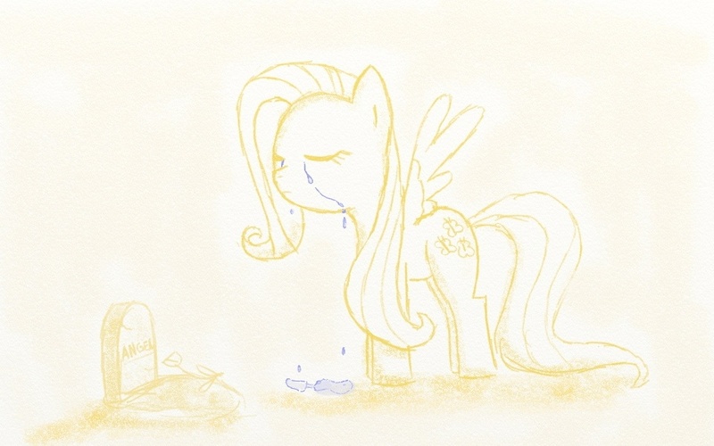 Size: 960x600 | Tagged: artist:dennyhooves, crying, derpibooru import, fluttershy, grave, safe, solo