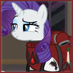 Size: 1000x1000 | Tagged: safe, artist:a4r91n, derpibooru import, rarity, pony, unicorn, armor, blood ravens, bloody magpies, crossover, female, icon, mare, power armor, powered exoskeleton, purity seal, raised eyebrow, smug, smugity, solo, space marine, vector, warhammer (game), warhammer 40k