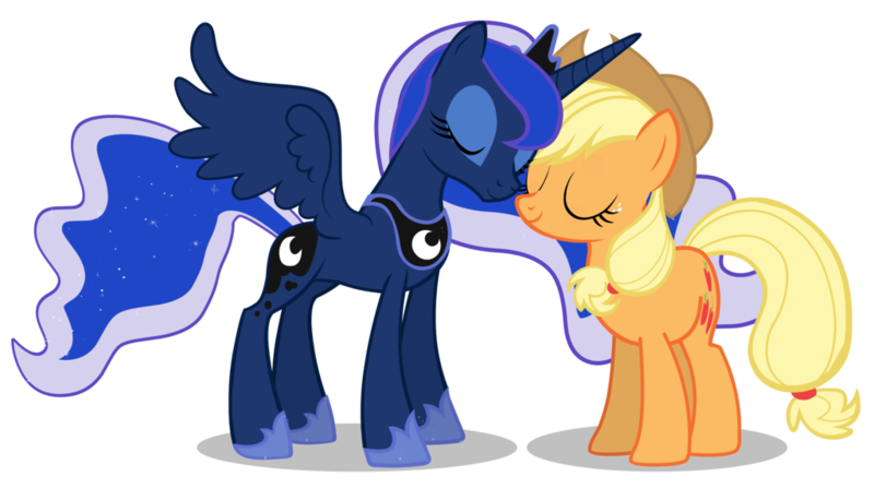 Size: 1024x573 | Tagged: applejack, artist:lunarmarex, derpibooru import, princess luna, safe, simple background, transparent background, vector