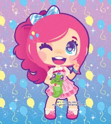 Size: 446x500 | Tagged: alternate hairstyle, artist:miss-glitter, chibi, clothes, derpibooru import, dress, gummy, human, humanized, light skin, pinkie pie, ponytail, safe