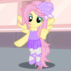 Size: 4320x4320 | Tagged: safe, artist:beavernator, derpibooru import, fluttershy, pony, absurd resolution, alternate hairstyle, ballerina, ballet, ballet slippers, bipedal, clothes, cute, dress, leotard, shyabetes, smiling, solo, tutu