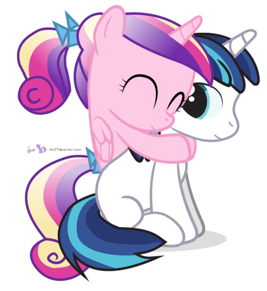 Size: 660x720 | Tagged: safe, artist:dm29, derpibooru import, princess cadance, shining armor, alicorn, pony, unicorn, colt, colt shining armor, cute, cutedance, duo, eyes closed, female, filly, filly cadance, hug, hug from behind, julian yeo is trying to murder us, male, shining adorable, simple background, sitting, smiling, transparent background, vector, younger