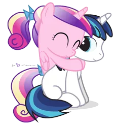 Size: 660x720 | Tagged: safe, artist:dm29, derpibooru import, princess cadance, shining armor, alicorn, pony, unicorn, colt, colt shining armor, cute, cutedance, duo, eyes closed, female, filly, filly cadance, hug, hug from behind, julian yeo is trying to murder us, male, shining adorable, simple background, sitting, smiling, transparent background, vector, younger