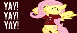 Size: 1024x437 | Tagged: artist:phenomdashx4, daniel bryan, derpibooru import, fluttershy, safe, solo, wwe, yay, yes