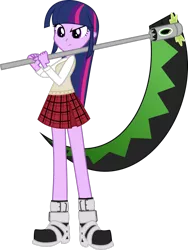 Size: 1024x1361 | Tagged: safe, artist:bubblestormx, derpibooru import, spike, twilight sparkle, equestria girls, crossover, maka albarn, makalight albarn, scythe, solo, soul eater, soulpike evans