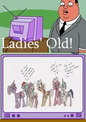 Size: 564x800 | Tagged: applejack, deaf, derpibooru import, exploitable meme, family guy, fluttershy, mane six, meme, obligatory pony, older, ollie williams, pinkie pie, rainbow dash, rarity, safe, tv meme, twilight sparkle