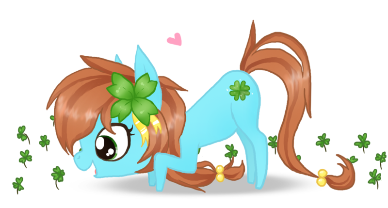 Size: 1217x653 | Tagged: safe, artist:neko951, derpibooru import, oc, unofficial characters only, earth pony, pony, clover, female, four leaf clover, mare, simple background, solo, transparent background