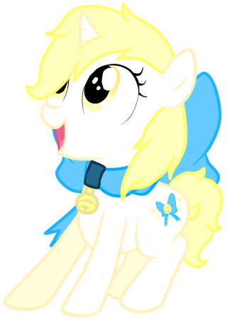 Size: 320x450 | Tagged: safe, artist:kurofa, derpibooru import, oc, unofficial characters only, pony, unicorn, bowbell, filly, solo