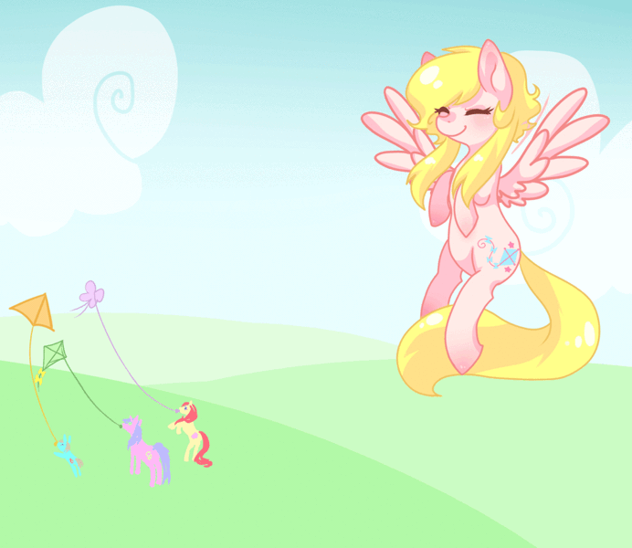 Size: 1024x888 | Tagged: safe, artist:vibratonal, derpibooru import, oc, unofficial characters only, pegasus, pony, animated, kite