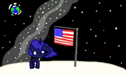 Size: 854x512 | Tagged: safe, artist:i-got-quest, derpibooru import, princess luna, alicorn, pony, earth, flag, misguided, moon, ms paint, national flag, patriotic, salute, solo, space