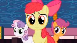 Size: 960x540 | Tagged: animated, apple bloom, cutie mark crusaders, derpibooru import, expressive bow, sad, safe, scootaloo, screencap, sweetie belle, the cutie pox