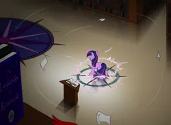 Size: 1146x833 | Tagged: safe, artist:hydrusbeta, derpibooru import, twilight sparkle, book, magic, magic circle, solo