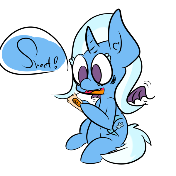 Size: 2756x2756 | Tagged: safe, artist:olympic tea bagger, derpibooru import, trixie, pony, unicorn, vampire, clothes, costume, female, filly, mare, nightmare night, peanut butter crackers, solo