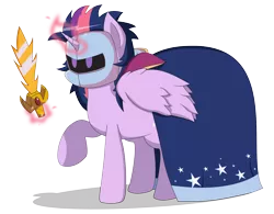 Size: 9600x7500 | Tagged: safe, artist:biel56789, derpibooru import, twilight sparkle, twilight sparkle (alicorn), alicorn, pony, absurd resolution, clothes, cosplay, costume, female, galaxia, kirby, magic, mare, mask, meta knight, simple background, solo, sword, telekinesis, transparent background, vector