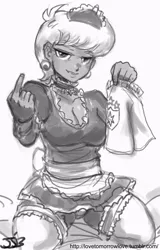 Size: 614x960 | Tagged: artist:johnjoseco, beckoning, boxers, breasts, cleavage, clothes, cougar, derpibooru import, female, grayscale, human, humanized, maid, mature, monochrome, ms. harshwhinny, skirt, solo, solo female, suggestive, underwear, upskirt