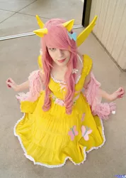 Size: 1458x2048 | Tagged: safe, artist:panda treats, artist:rose0fmay, derpibooru import, fluttershy, human, clothes, cosplay, dress, irl, irl human, photo, solo