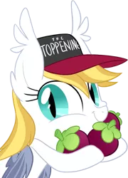 Size: 715x993 | Tagged: safe, artist:equestria-prevails, derpibooru import, oc, oc:florence, unofficial characters only, bat pony, pony, baseball cap, bat pony oc, female, hat, mare, simple background, solo, top bat, top gun, top gun hat, transparent background, twiface, wrong neighborhood