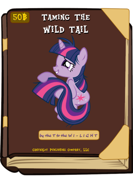 Size: 600x800 | Tagged: book, book cover meme, derpibooru import, exploitable meme, grin, grooming, long tail, meme, nose wrinkle, safe, smiling, solo, squee, twilightlicious, twilight snapple, twilight sparkle