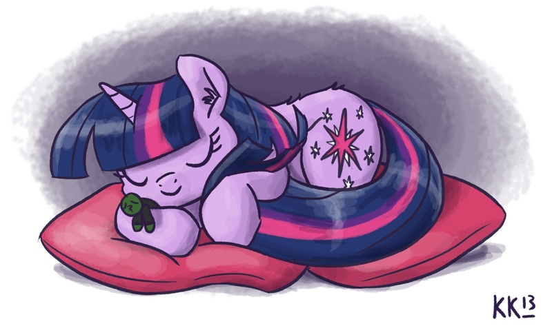 Size: 1280x762 | Tagged: safe, artist:king-kakapo, derpibooru import, twilight sparkle, oc, oc:anon, pony, unicorn, /mlp/, cutie mark, doll, female, mare, plushie, sleeping, solo, toy, unicorn twilight