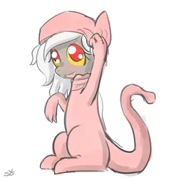 Size: 900x900 | Tagged: adoreris, artist:speccysy, blushing, clothes, costume, cute, derpibooru import, discord, eris, mew, pokémon, rule 63, rule63betes, safe, solo, younger