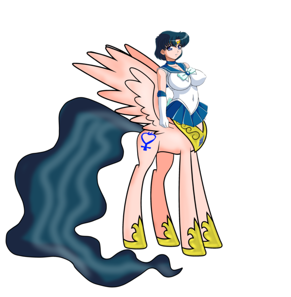 Size: 3171x3234 | Tagged: centaur, derpibooru import, edit, princess celestia, safe, sailor mercury, sailor moon, solo