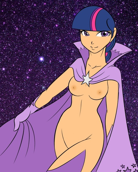 Size: 800x1000 | Tagged: artist needed, breasts, cape, clothes, derpibooru import, female, human, humanized, light skin, nipples, nudity, questionable, solo, solo female, twilight sparkle