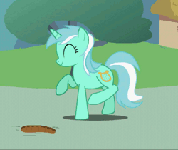 Size: 426x358 | Tagged: animated, artist:icanseeyourshed, cute, derpibooru import, footprint, happy, hopping, humie, lyrabetes, lyra finds a blob on the floor, lyra heartstrings, prancing, safe, solo, youtube link