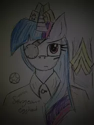 Size: 960x1280 | Tagged: anthro, artist:lawrencexviii, derpibooru import, eyepatch, military uniform, safe, solo, twilight sparkle