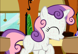 Size: 640x446 | Tagged: animated, cute, dancing, derpibooru import, diasweetes, edit, excited, extreme speed animation, eyes closed, gotta go fast, just for sidekicks, safe, smiling, solo, sweetie belle, trotting, trotting in place, vibrating