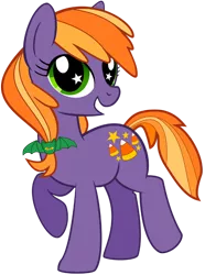 Size: 522x700 | Tagged: safe, artist:voodoo-tiki, derpibooru import, abra-ca-dabra, bat, earth pony, pony, female, g3, g3 to g4, generation leap, halloween, mare, raised hoof, simple background, solo, starry eyes, transparent background, vector, wingding eyes