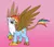 Size: 1347x1159 | Tagged: safe, artist:papercutpony, derpibooru import, gilda, gryphon, clothes, costume, dyed mane, dyed tail, image, looking at you, one leg raised, onesie, png, rainbow dash cosplay, solo, spread wings, standing, wings