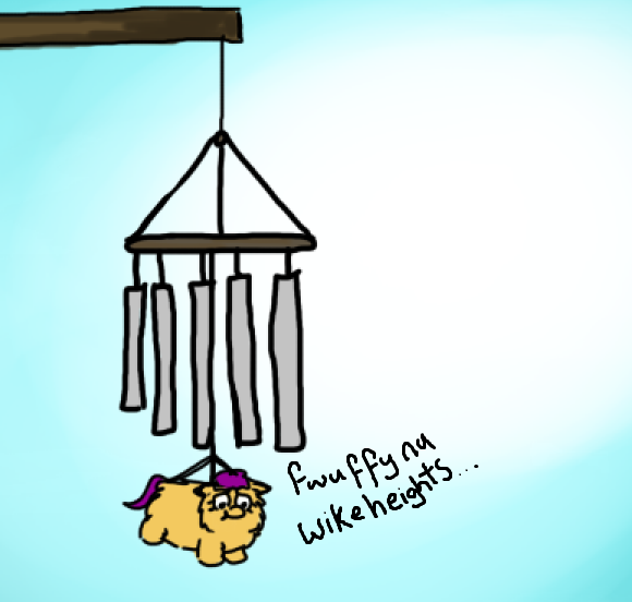 Size: 580x552 | Tagged: artist:aichi, derpibooru import, fluffy pony, fluffy pony original art, hanging, regret, safe, solo, wind chime, wind chimes