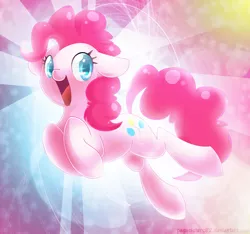 Size: 600x562 | Tagged: safe, artist:pegasisters82, derpibooru import, pinkie pie, pony, colored pupils, cute, diapinkes, floppy ears, happy, open mouth, solo