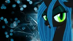 Size: 1920x1080 | Tagged: artist:bluedragonhans, artist:kooner-cz, bedroom eyes, changeling, derpibooru import, edit, looking at you, queen chrysalis, safe, solo, vector, wallpaper, wallpaper edit