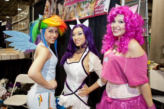 Size: 565x376 | Tagged: artist:aktrez, artist:scruffyrebel, artist:yayacosplay, cosplay, derpibooru import, human, irl, irl human, photo, pinkie pie, rainbow dash, rarity, safe