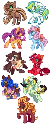 Size: 725x1772 | Tagged: safe, artist:zhampy, derpibooru import, oc, unofficial characters only, earth pony, pegasus, pony, unicorn, bow, bracelet, braid, clothes, female, flying, male, mare, scarf, stallion