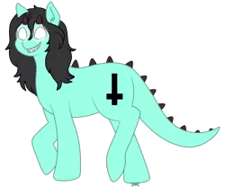 Size: 800x666 | Tagged: artist:ehresko, cross, cross of st peter, derpibooru import, glowing eyes, inverted cross, male, oc, original species, safe, solo, stallion, unofficial characters only