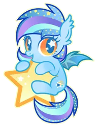 Size: 850x1100 | Tagged: safe, artist:disfiguredstick, derpibooru import, oc, oc:star struck, unofficial characters only, bat pony, pony, cute, diabetes, filly, simple background, stars, tangible heavenly object, transparent background