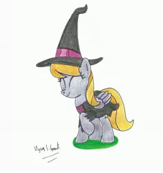 Size: 4320x4584 | Tagged: absurd resolution, artist:ulyssesgrant, clothes, cloud kicker, costume, derpibooru import, hat, nightmare night, safe, solo, traditional art, witch