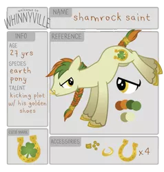 Size: 795x836 | Tagged: safe, artist:ivyhaze, derpibooru import, oc, oc:erin go bragh, unofficial characters only, earth pony, pony, braid, male, nose ring, reference sheet, solo, stallion, unshorn fetlocks