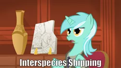 Size: 1280x720 | Tagged: safe, derpibooru import, lyra heartstrings, alien, pony, unicorn, ancient aliens, female, giorgio a. tsoukalos, image macro, interspecies, mare, shipping, solo, vase