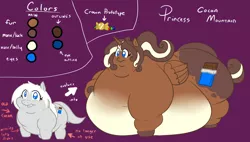 Size: 1024x581 | Tagged: suggestive, artist:glwuffie, derpibooru import, oc, oc:cocoa mountain, unofficial characters only, alicorn, pony, alicorn oc, chubby, chubby cheeks, double chin, fat, hot chocolate, impossibly large belly, impossibly large butt, morbidly obese, near immobile, obese, plot