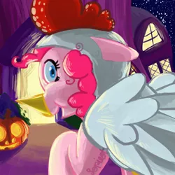 Size: 1600x1600 | Tagged: artist:lopilot, chicken suit, clothes, costume, derpibooru import, door, nightmare night, pinkie pie, safe, solo