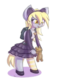 Size: 780x1024 | Tagged: annie, anthro, artist:alasou, backpack, derpibooru import, derpy hooves, doll, gothic, league of legends, muffin, safe, simple background, solo, transparent background