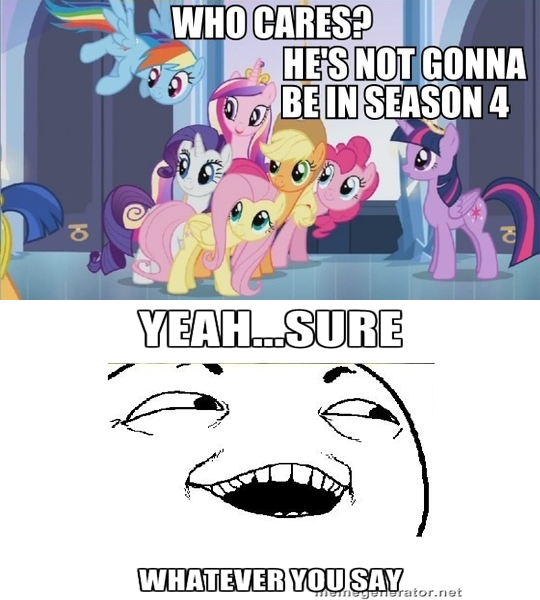 Size: 540x600 | Tagged: safe, derpibooru import, applejack, flash sentry, fluttershy, pinkie pie, princess cadance, rainbow dash, rarity, twilight sparkle, equestria girls, season 4, caption, equestria girls drama, hilarious in hindsight, image macro, mane six, master ruseman, meme, op started shit, rage face