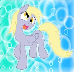 Size: 1320x1276 | Tagged: safe, artist:luckyacesnof, derpibooru import, derpy hooves, pegasus, pony, bubble, female, happy, mare, solo